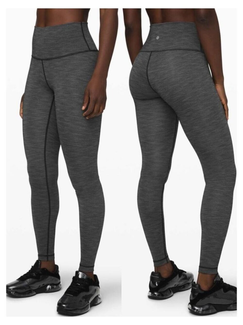 LULULEMON Wunder Under High-Rise Tight 28" Brushed Size 4 Heathered Black